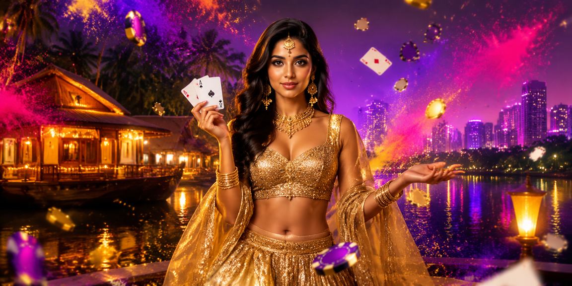 Indian player enjoying poker game in traditional attire